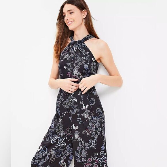 LOFT Dotted Foliage Halter Jumpsuit Sz 16 NWT - Picture 2 of 3